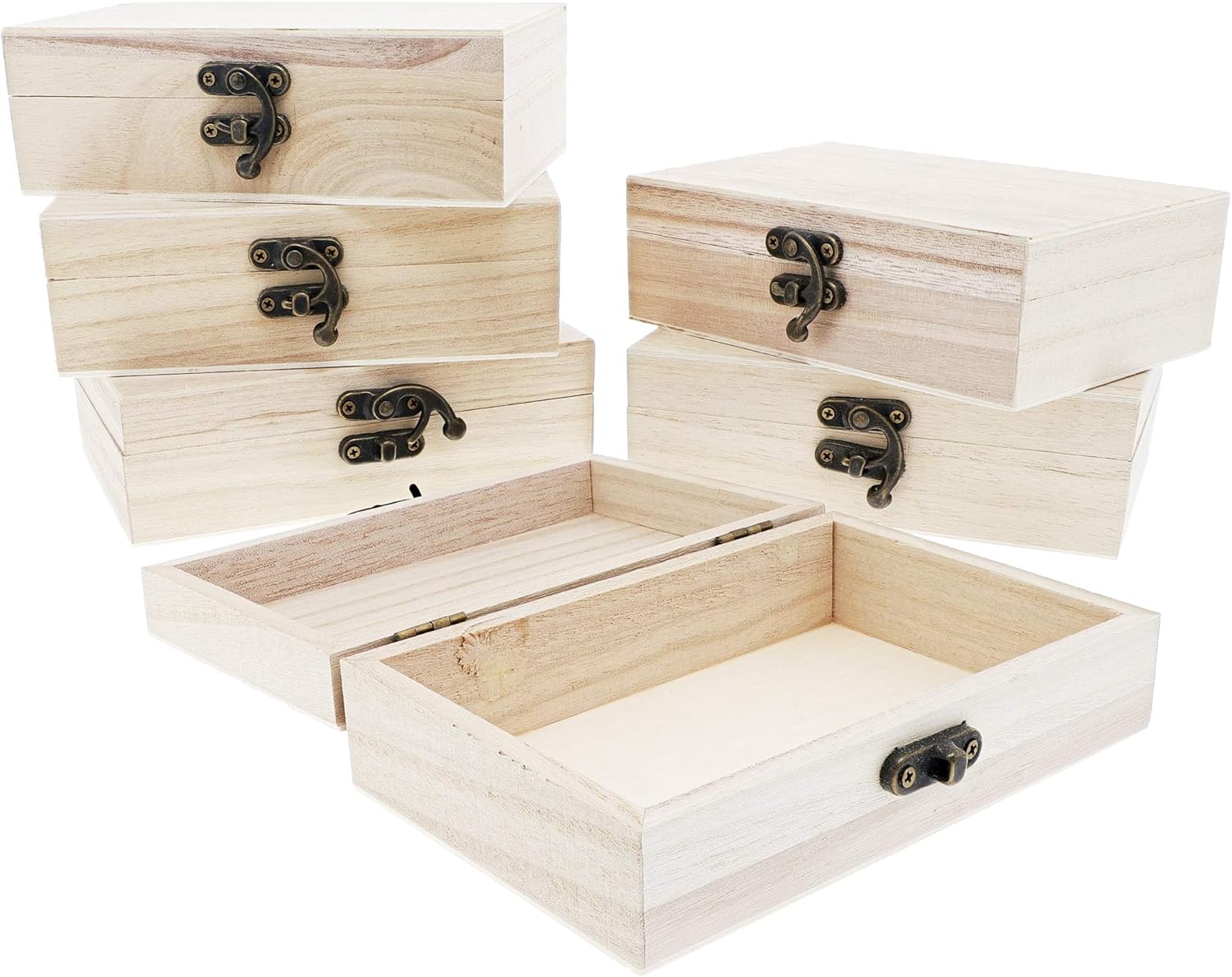 Unfinished Wooden Jewelry Box with Locking Clasp (5.9 x 3.9 x 1.97 in, 6-Pack): Home & Kitchen