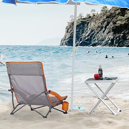 Portal Beach Chairs for Adults Pack High Back Low Folding Camping Chair  Portable Lightweight with Cup Holder