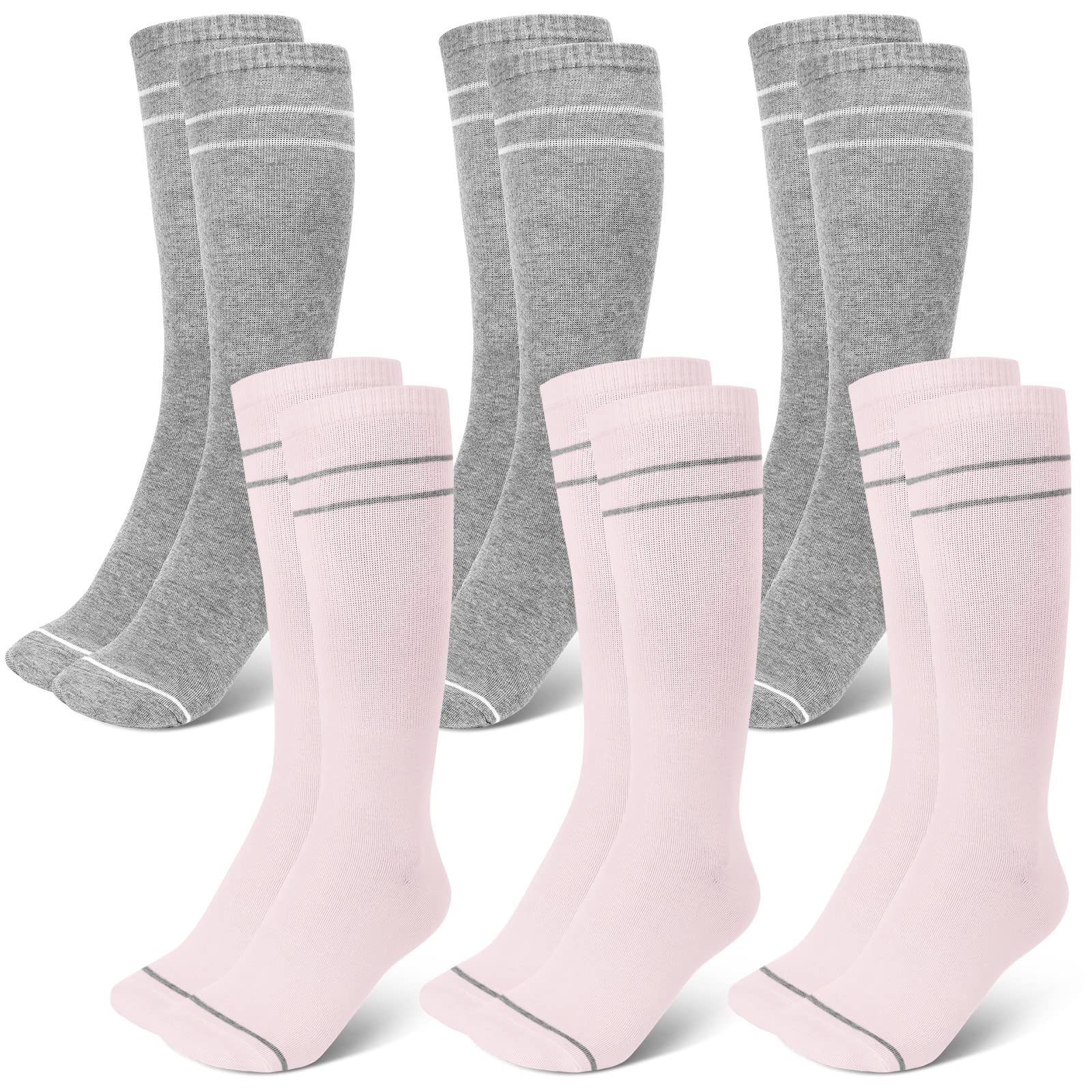 Photo 1 of 6 Pairs Maternity Compression Socks 20-30 Mmhg Gray Pink Knee High Compression Socks for Pregnant Women Knitted Stockings