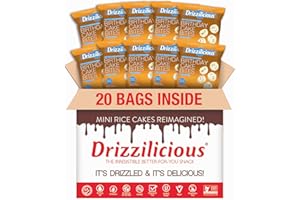 Drizzilicious Mini Rice Cakes Birthday Cake - Rice Crisps, Healthy Snack for Adults and Kids, Flavored Rice Cakes, Vegan, Gluten Free, Allergen Free, Only 90 Calories Per Bag - 0.74 oz (Pack of 20)