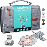 Alatino Portable Diaper Changing Pad for Baby, Detachable Travel Changing Pad with Baby Wipes Pocket, Gifts for Baby Shower,