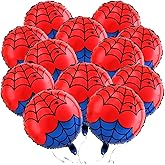 12 PCS 18 Inch Spider Themed Foil Balloons - Happy Birthday Balloon for Vibrant Party Decorations, Durable & Reusable Foil Mylar Balloons, Perfect for Spider Birthday Party Supplies