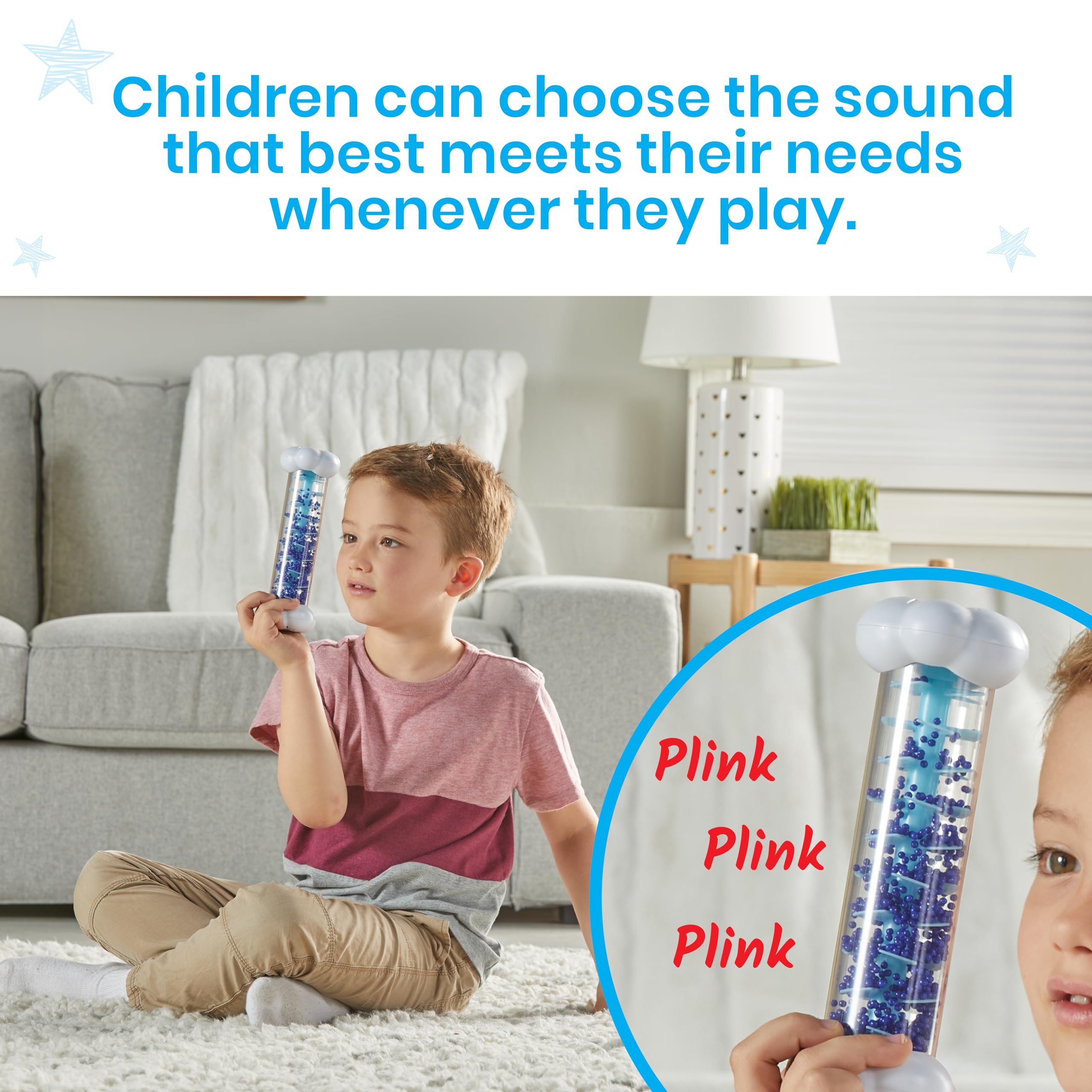 hand2mind Calming Sounds Sensory Tubes, Rain Sound Fidget Tubes, Rain Stick Instrument, Toddler Sensory Toys, Calm Down Corner Supplies, Science Classroom Weather Toys, Play Therapy Activities