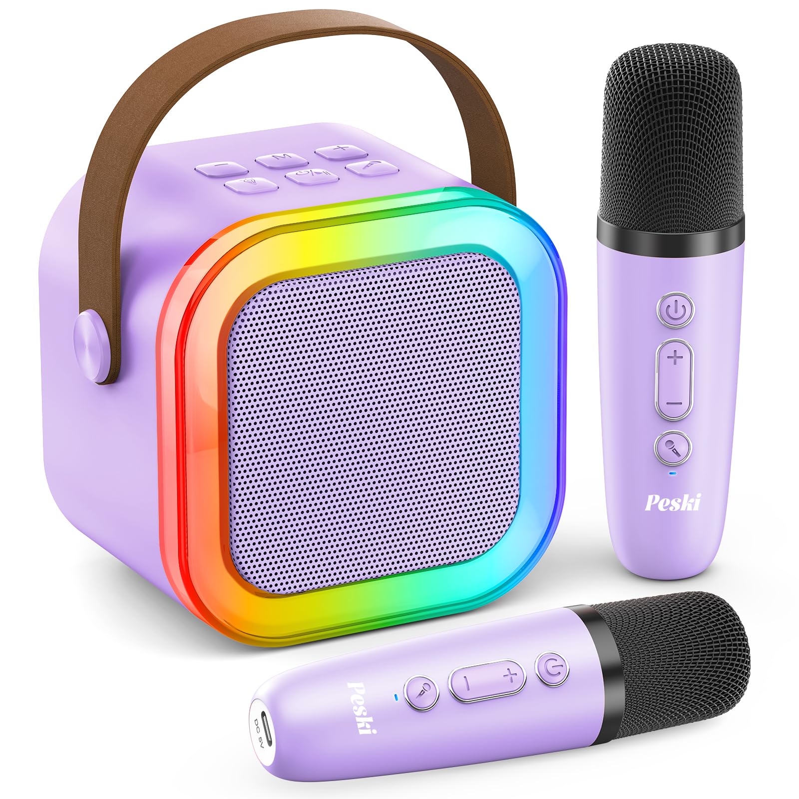 Mini Karaoke Machine for Kids Adults, Portable Bluetooth Speaker with 2 ...