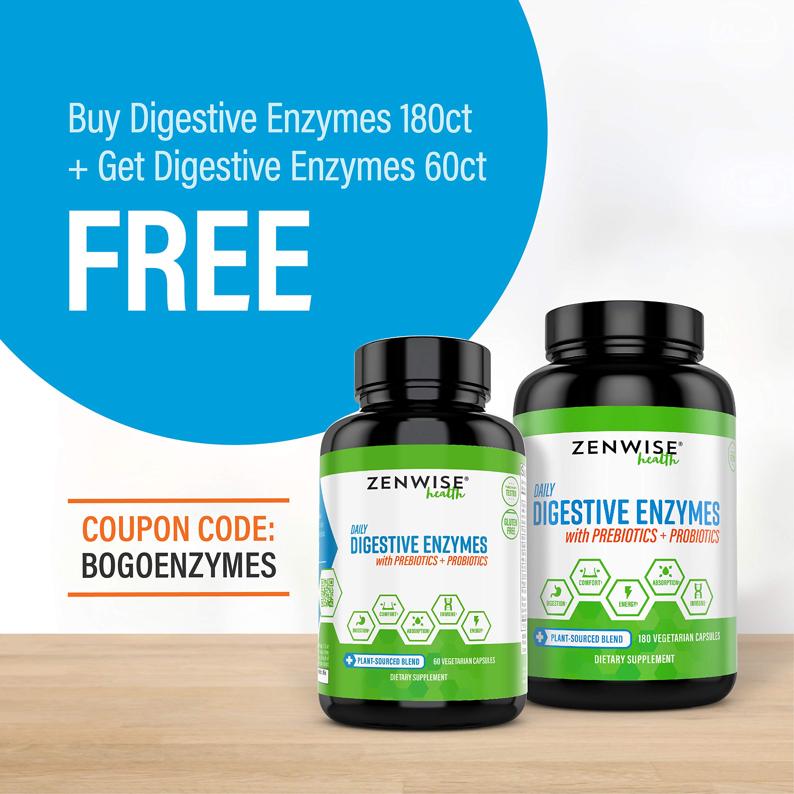 Zenwise Health Digestive Enzymes Plus Prebiotics & Probiotics Natural