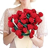 cagulax Birthday Gifts for Women Valentines Day, Rose Crochet Flowers Bouquet Blanket, Anniversary Wedding Graduation Gifts for Couples Wife Girlfriend Friends, Soft Rose Knitted Blanket 31 Inches