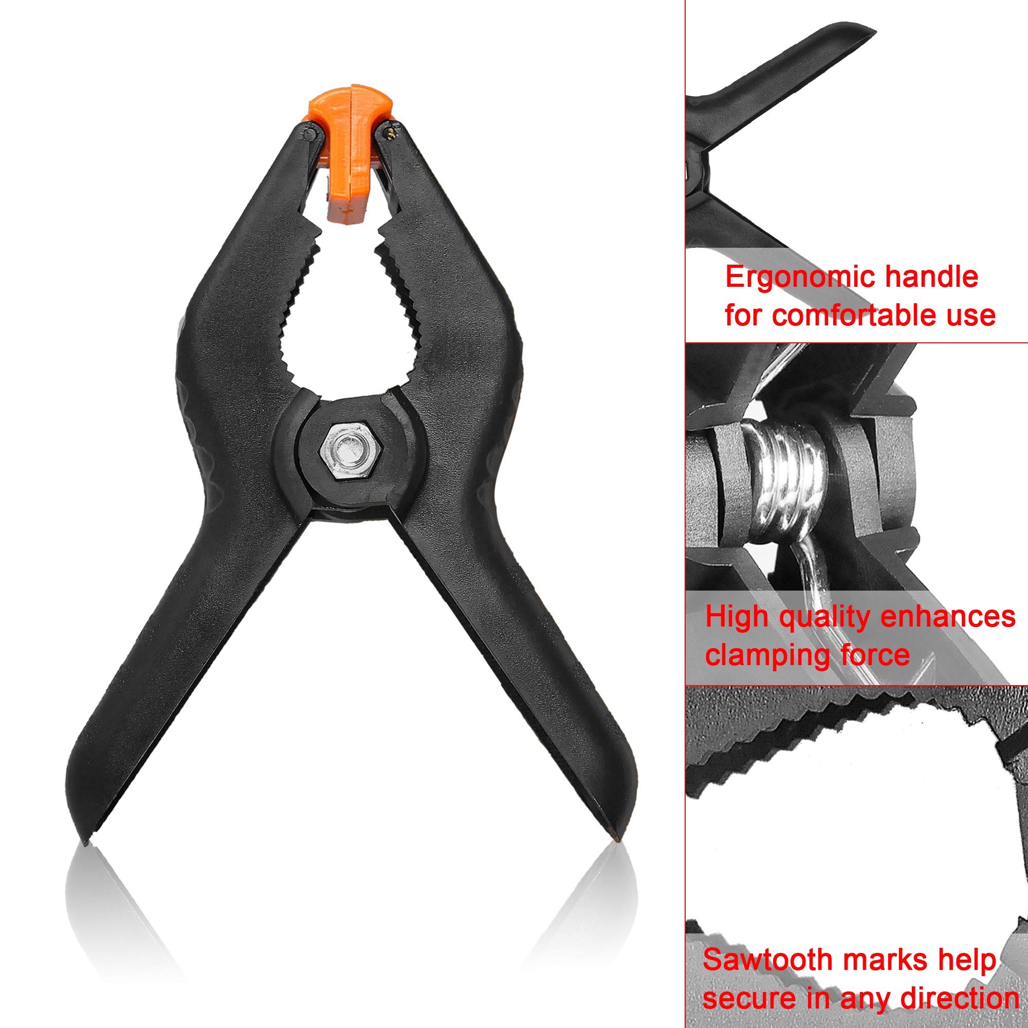 EMART 12 Pack Heavy Duty Spring Clamps 4.5 Inch Professional Plastic Backdrop Clips for Photography Studio, Background Stand, Woodworking, Crafts, Tarp