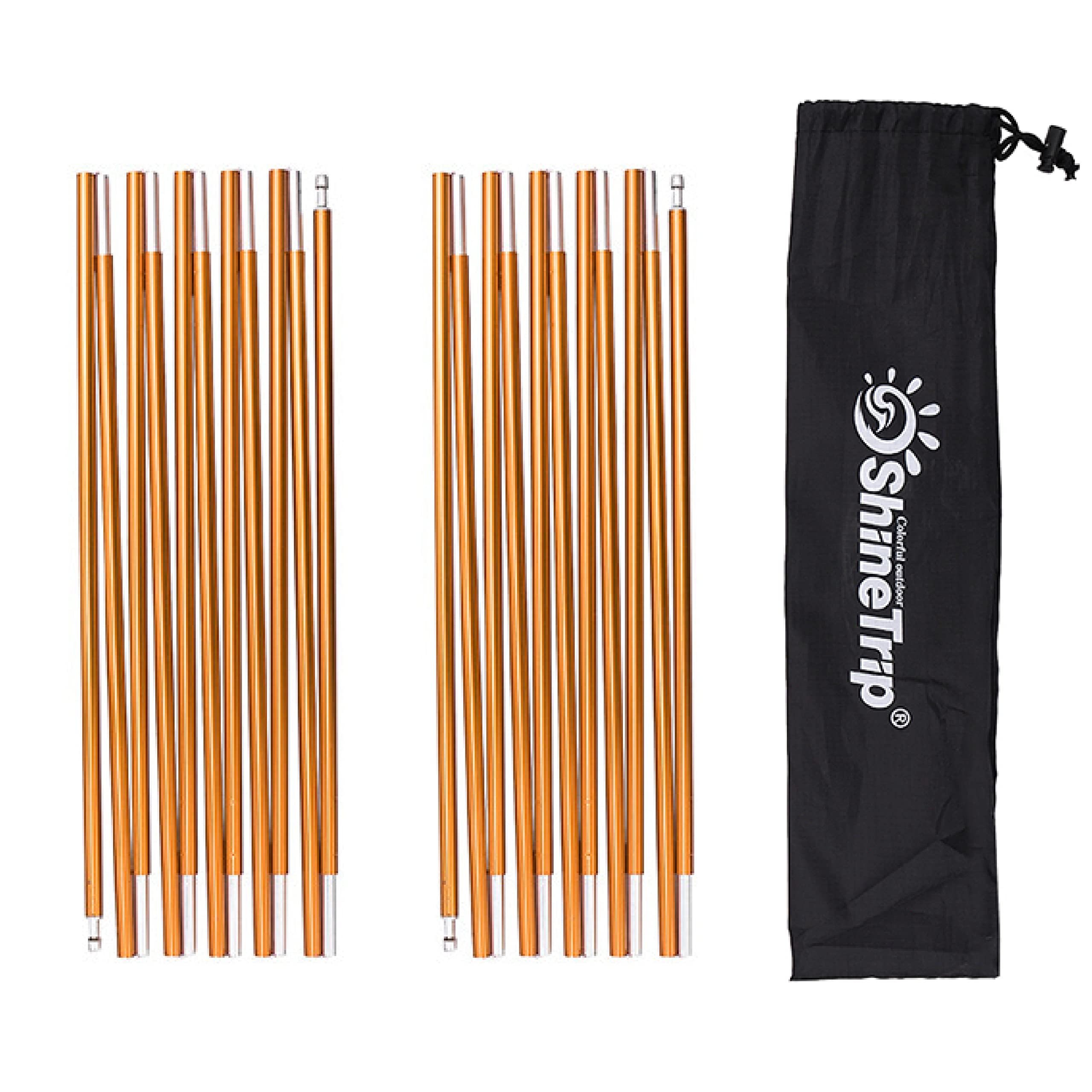 Azarxis Tent Pole Replacements Set of 2, Aluminum Tent Rod with Elastic Shock Corded Adjustable Tent Support Frames Repair Kit Tent Accessories Camping Equipment for Hiking Backpacking (Gold - 4.42m)