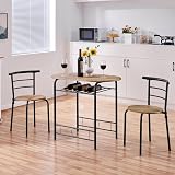 Yaheetech 3 Piece Modern Dining Table Set with Storage Rack Brown view 9