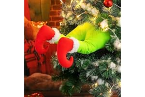 Ysygt Christmas Elf Body Tree Decorations,Green Elf Head and Arms for Christmas Tree,Stole Christmas Elf Pose-able Plush Leg Stuck Tree Topper Garland Ornaments for Tree Ornaments (Elf Legs-20 in)
