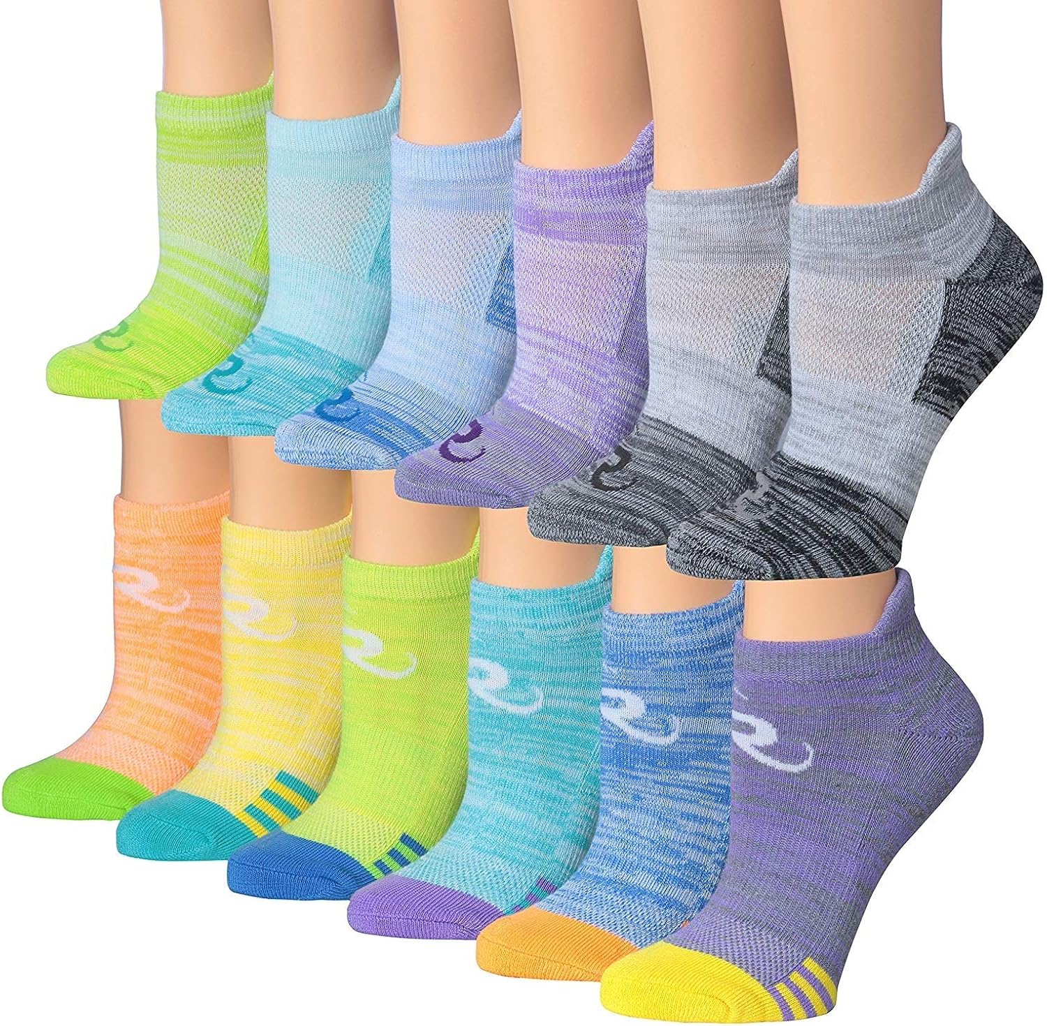 Ronnox Women's 12Pairs Low Cut Running Athletic Performance Tab Socks