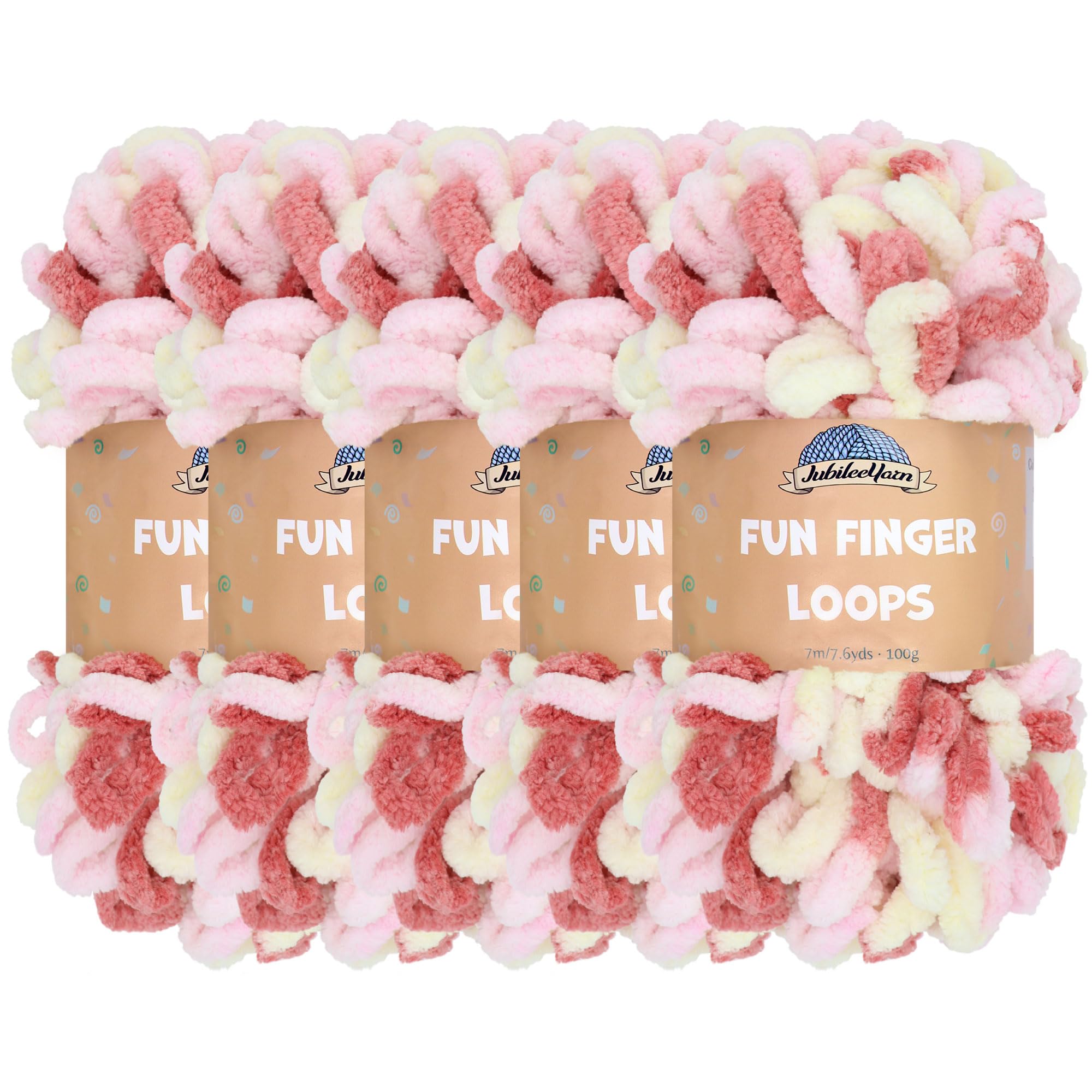 JubileeYarn Fun Finger Loops Yarn - Polyester Jumbo Weight Loop Yarn - 100g/Skein - Athena - 5 Skeins — image 1