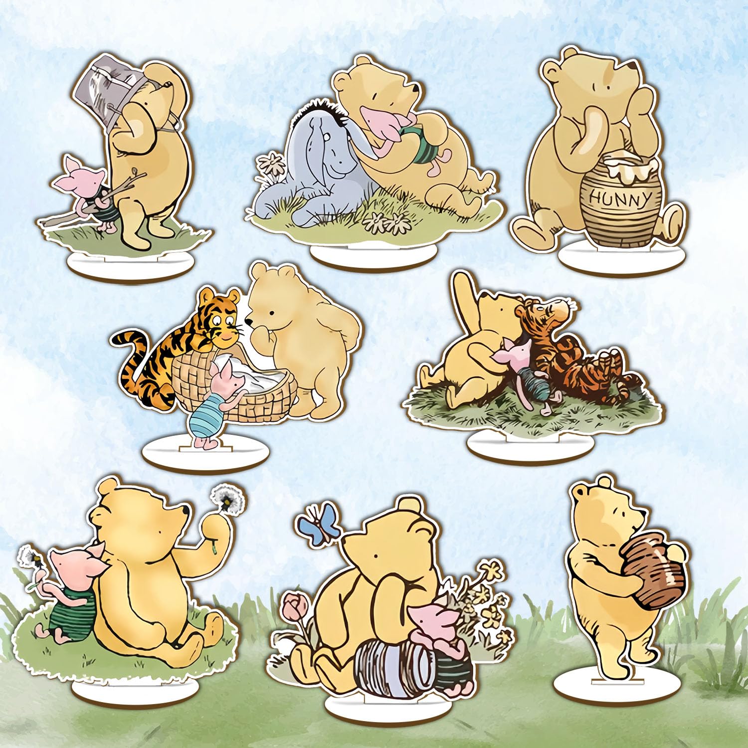 Photo 1 of 16 Pcs Classic Winnie Wood Table Centerpieces, Cute Animals Decor Cutout Shapes Creatures Table Topper, Winnie Centerpieces for Baby Shower, Baby Shower Birthday Party Decor Supplies