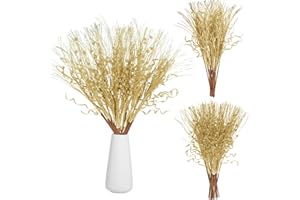 Yunlly 24 Pcs 17 Inch Glitter Valentine's Day Tree Filler Decorations Glitter Berries Stems Artificial Christmas Valentine Picks Ornament Glittery Twigs for Wedding(Gold, Classic)