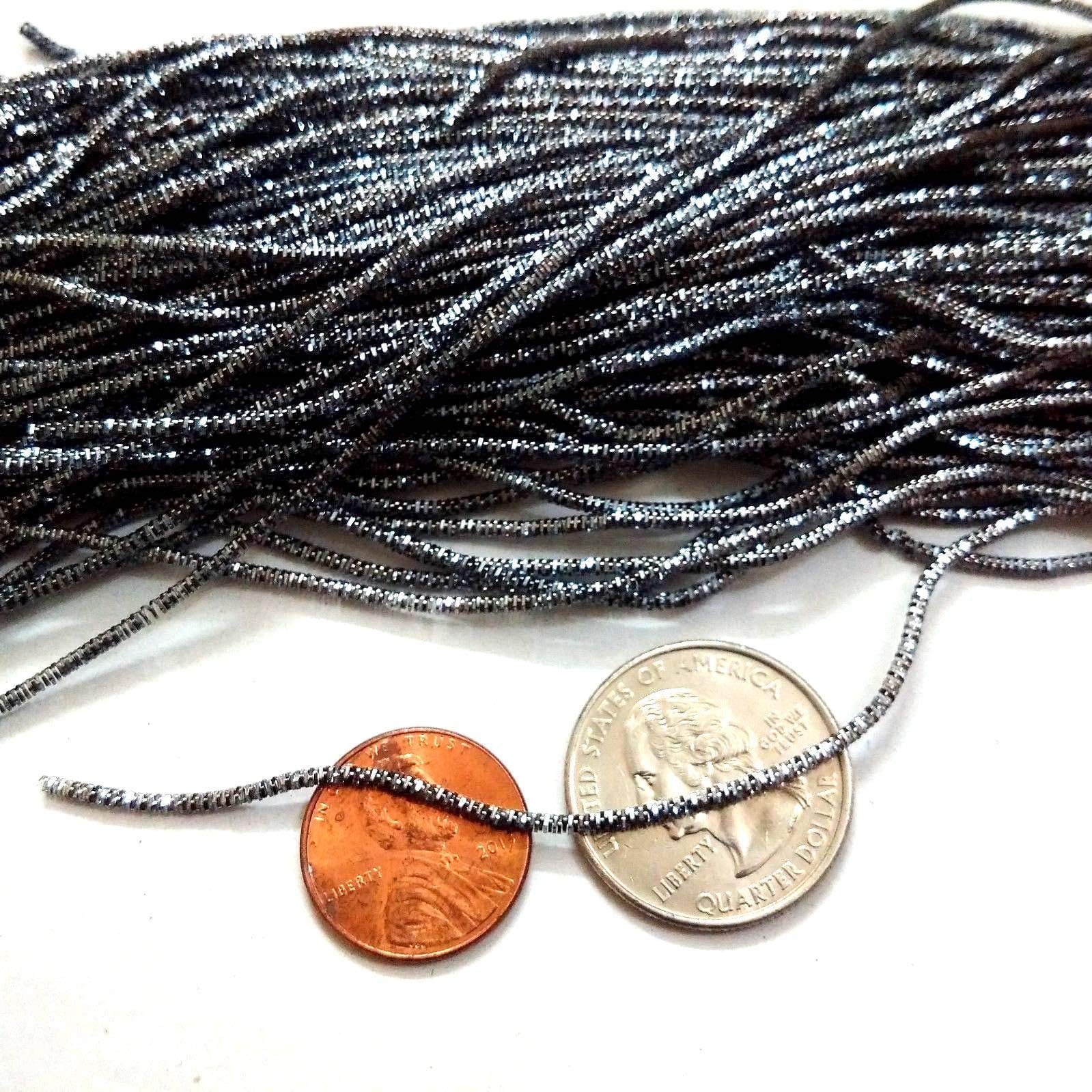 20+ COLORS - 150 Inches French Metal Wire Gimp Coil Bullion Purl Tube Frieze - Rough Check - 3.80 Metres (Dark Gray)