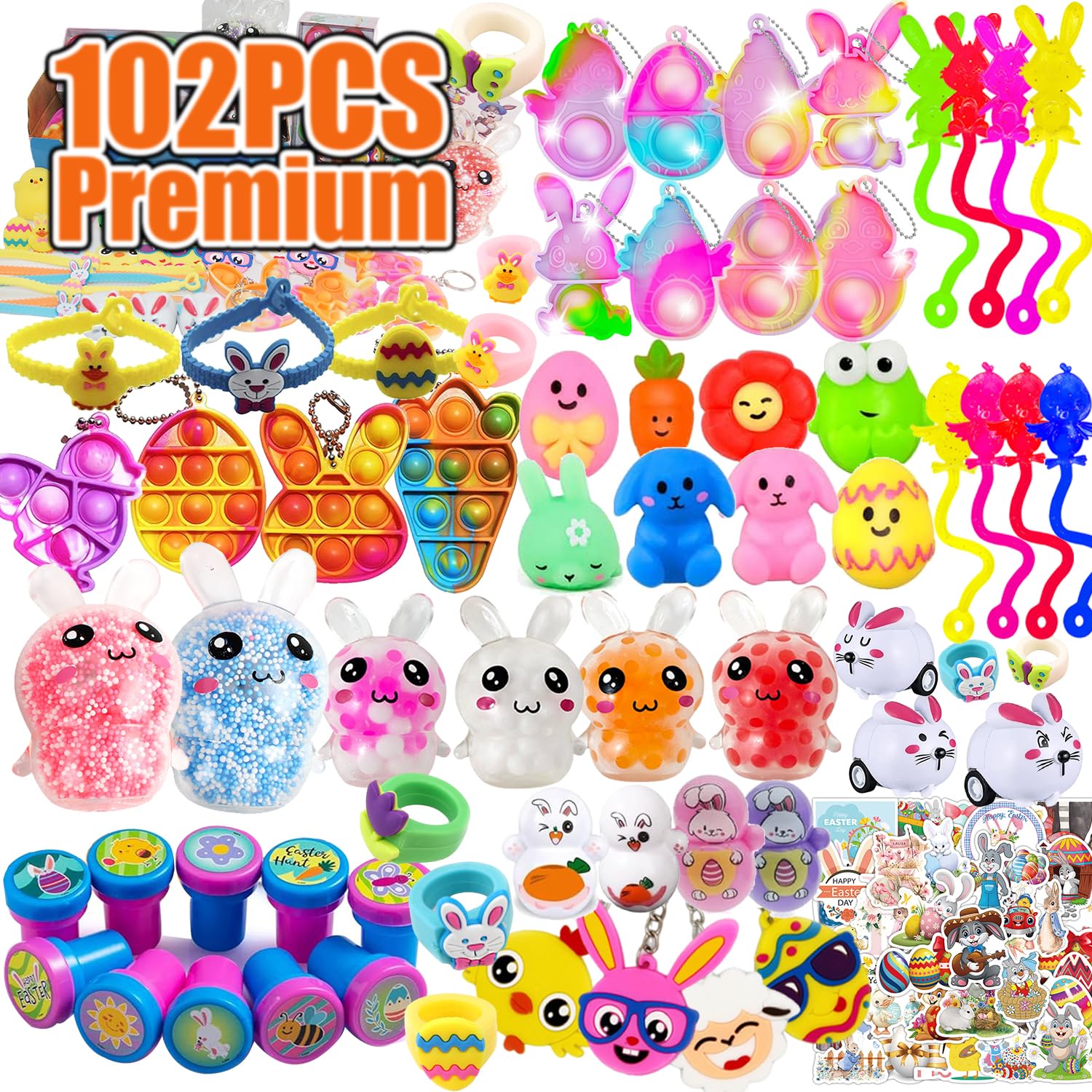 Suxkbo Premium Easter Party Favors Assortment Toys for Kids,Basket Stuffers, Kids Eggs Fillers Gifts, Easter Eggs Hunt, Pinata Filler Goodie Bags Stuffers Classroom Prizes Treasure Box Toys