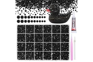 GUTIY 21000Pcs Black Rhinestones for Bedazzling Kit, Mix Sizes Jelly Bedazzling Resin Gems, Black Gems Bedazzling for Crafting, Flatback Resin Rhinestones for Craft DIY Face Makeup