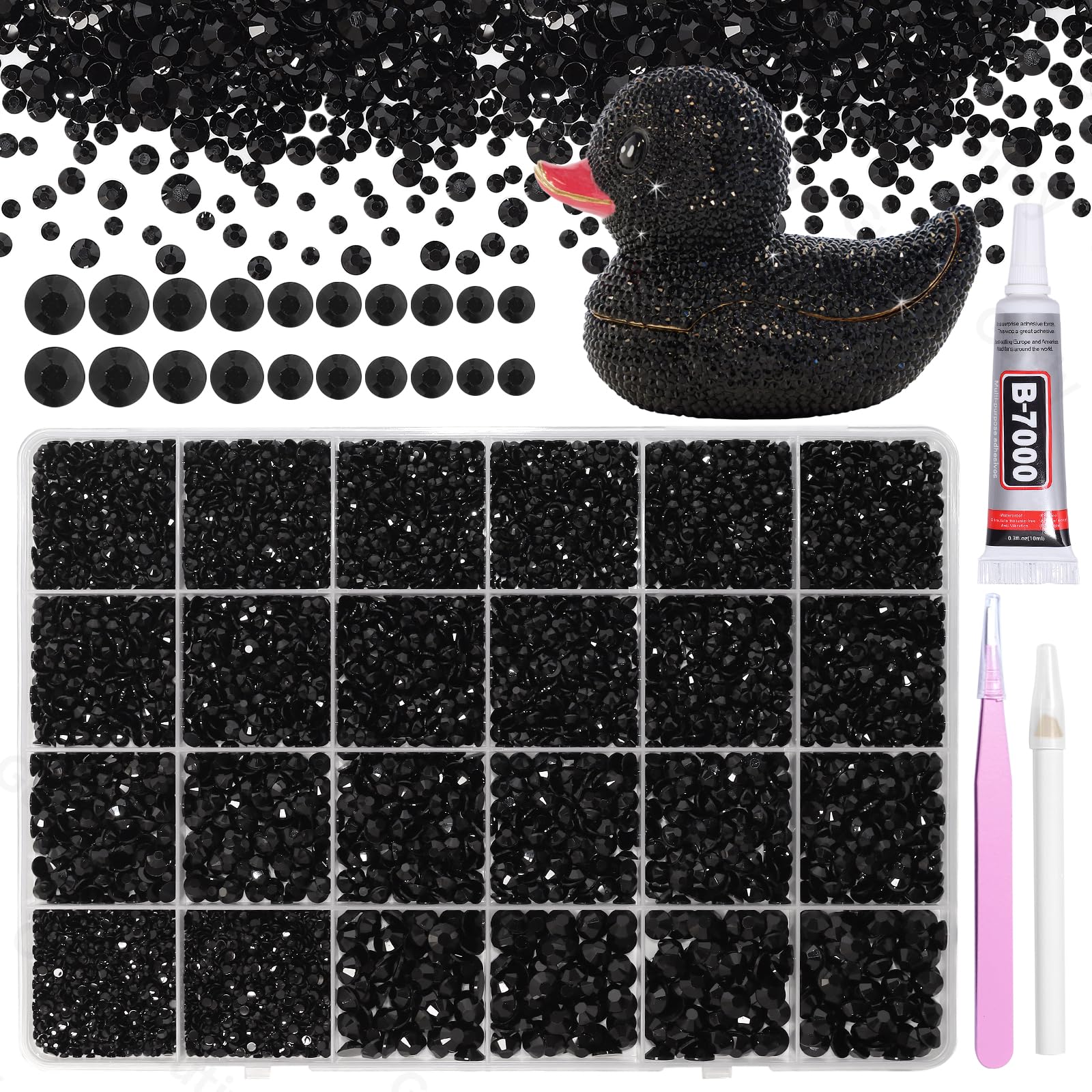 Photo 1 of 21000Pcs Black Rhinestones for Bedazzling Kit, Mix Sizes Jelly Bedazzling Resin Gems, Black Gems Bedazzling for Crafting, Flatback Resin Rhinestones for Craft DIY Face Makeup