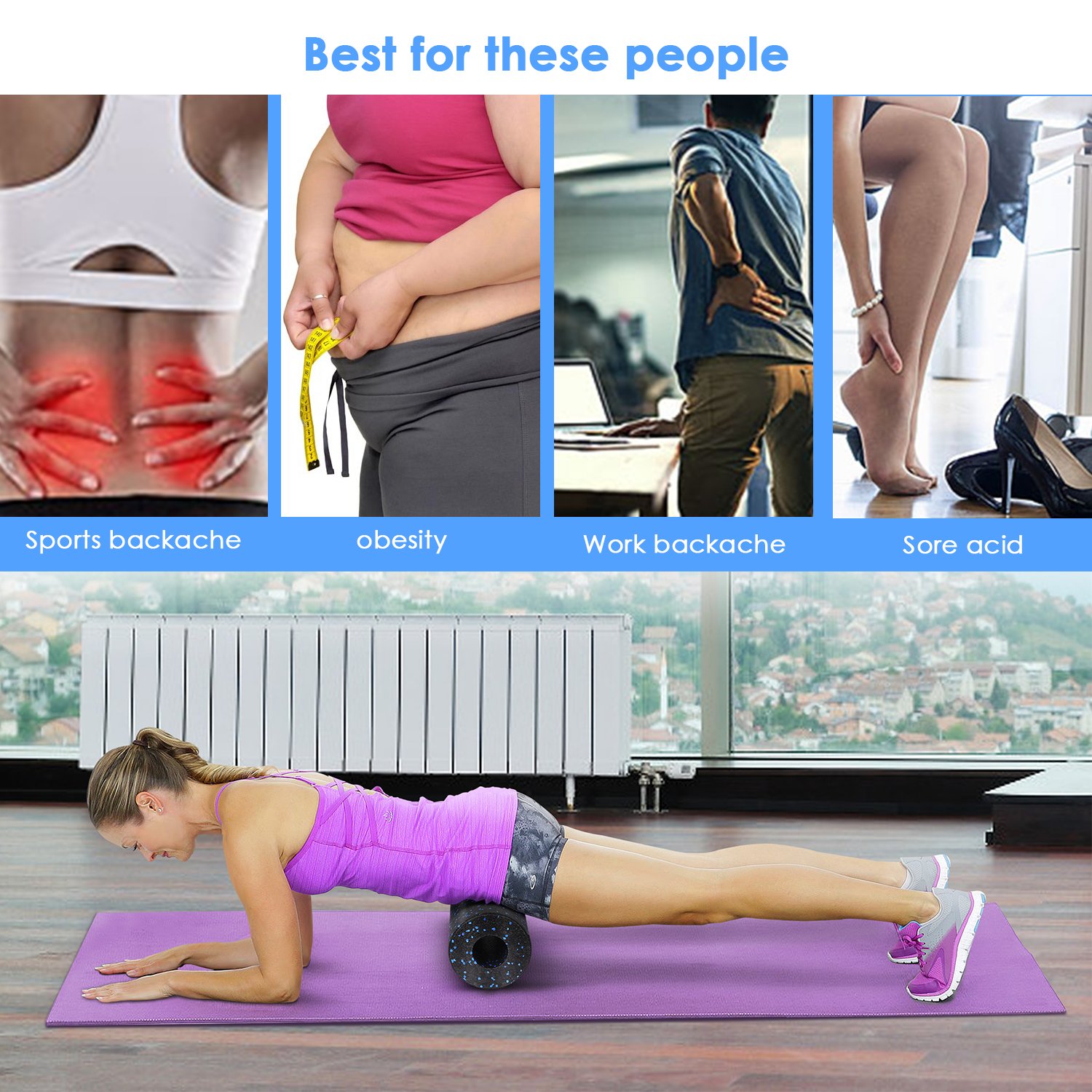 INTEY Foam Roller Rouleau Massage en Mousse pour Massage en Profondeur, Détente Myofasciale, Douleur Musculaire et Soulagement de la Raideur