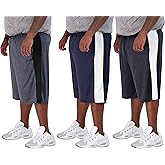 Real Essentials Men's Big & Tall 3-Pack Dry Fit & Mesh Active Athletic Perfomance Shorts (3X-5X)