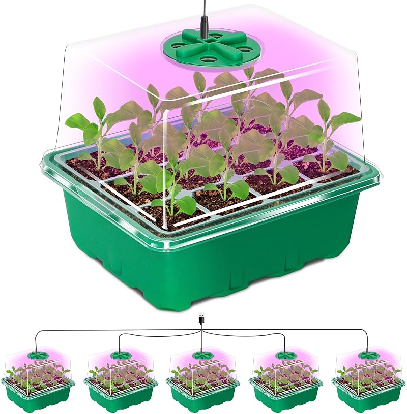 MIXC Seed Trays with Grow Light 5Pack with Lids Propagators for Plants