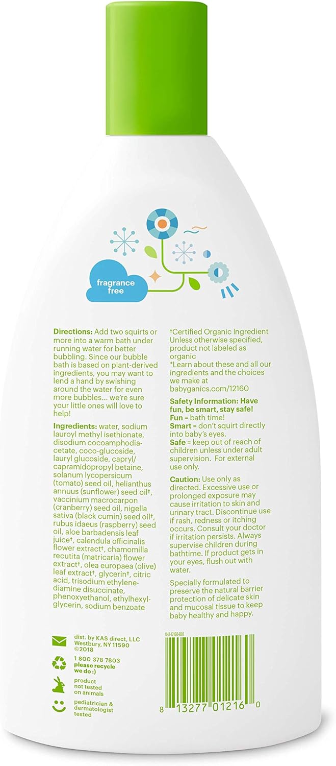 BabyGanics Bubble Bath, Fragrance Free, 20 Ounce: Health & Personal Care