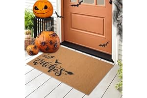 Stranthother Halloween Welcome Doormat Fall Coir Outdoor Sup Witches Door Mats Front Door Non-Slip Farmhouse Floor Mats Autumn Fall Entrance Way Door Mats for Halloween Thanksgiving Festival Doormat