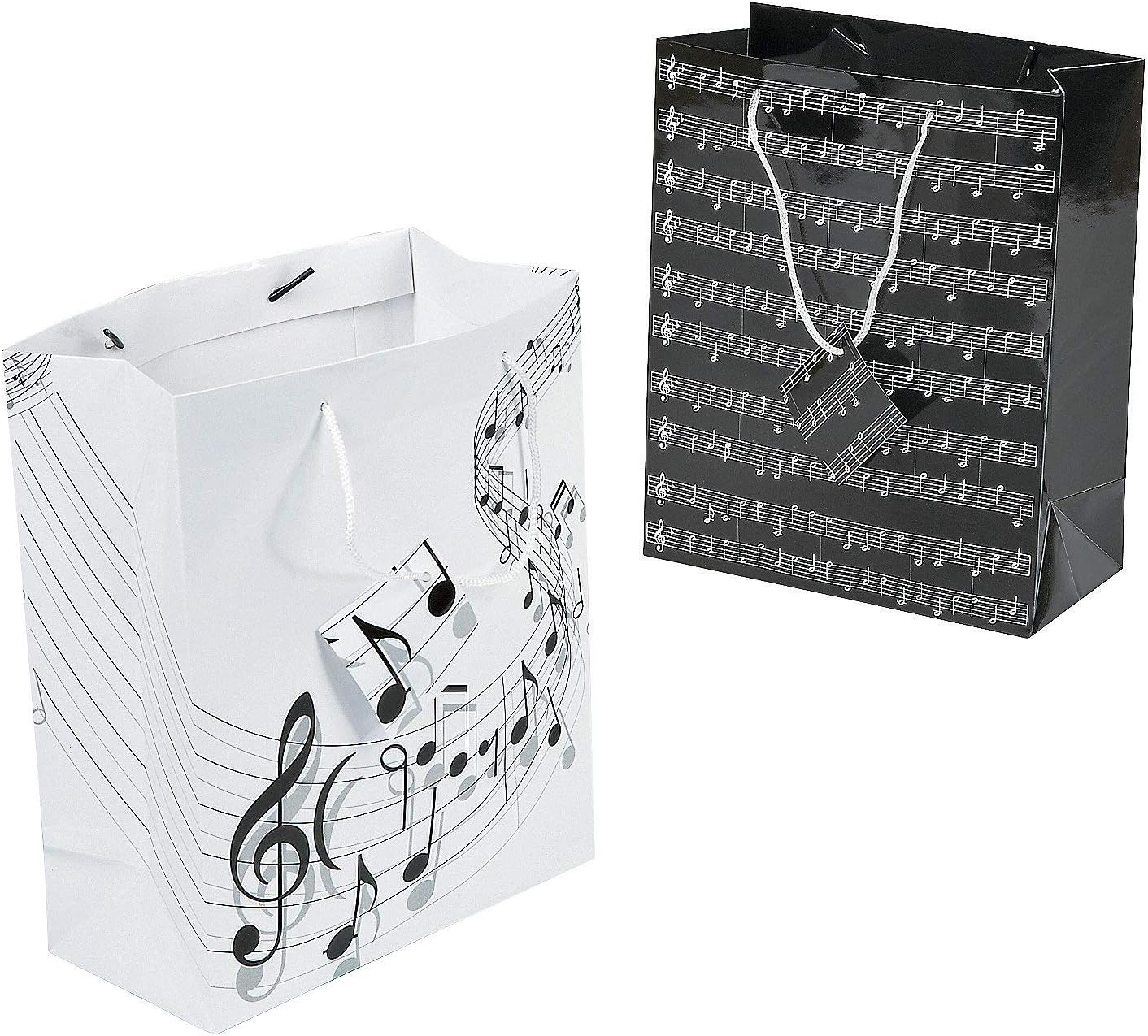 Music Themed Gift Bags with Tags (12 Medium Sized Bags