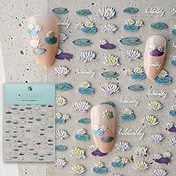 CESTSIREN Lotus Nail Art Stickers, Flower Floral