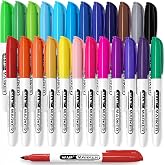 SFAIH 24 Colors Permanent Markers Fine Point, Art Coloring &amp; Crafts &amp; Mark | Assorted Vibrant Colors, Quick-Drying Waterproof, Long-Lasting, Work on Paper Posters Plastic Fabric Drawing, School &amp; Office