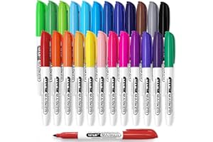 SFAIH 24 Colors Permanent Markers - Assorted Vibrant Colors, Quick Drying, Fade Resistant, Alcohol-Based Fine Point Permanent Markers for Paper, Plastic, Wood, Coloring, Drawing Doodling, Waterproof