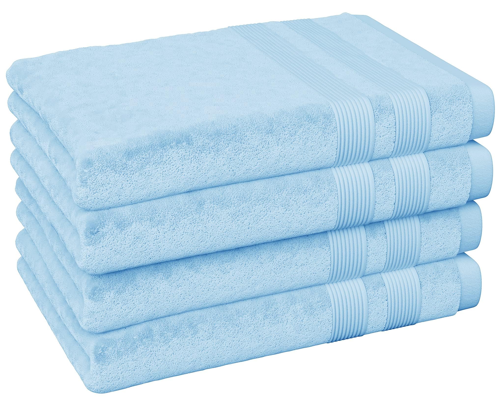 Vozbi Hand Towels for Bathroom | 50 x 85 cm (4-Pack) | Highly Absorbent, Ultra Soft & 100% Cotton Sky Blue Hand Towels | Thick Hands Towels for Kitchen, Hotel & Spa (Sky Blue)
