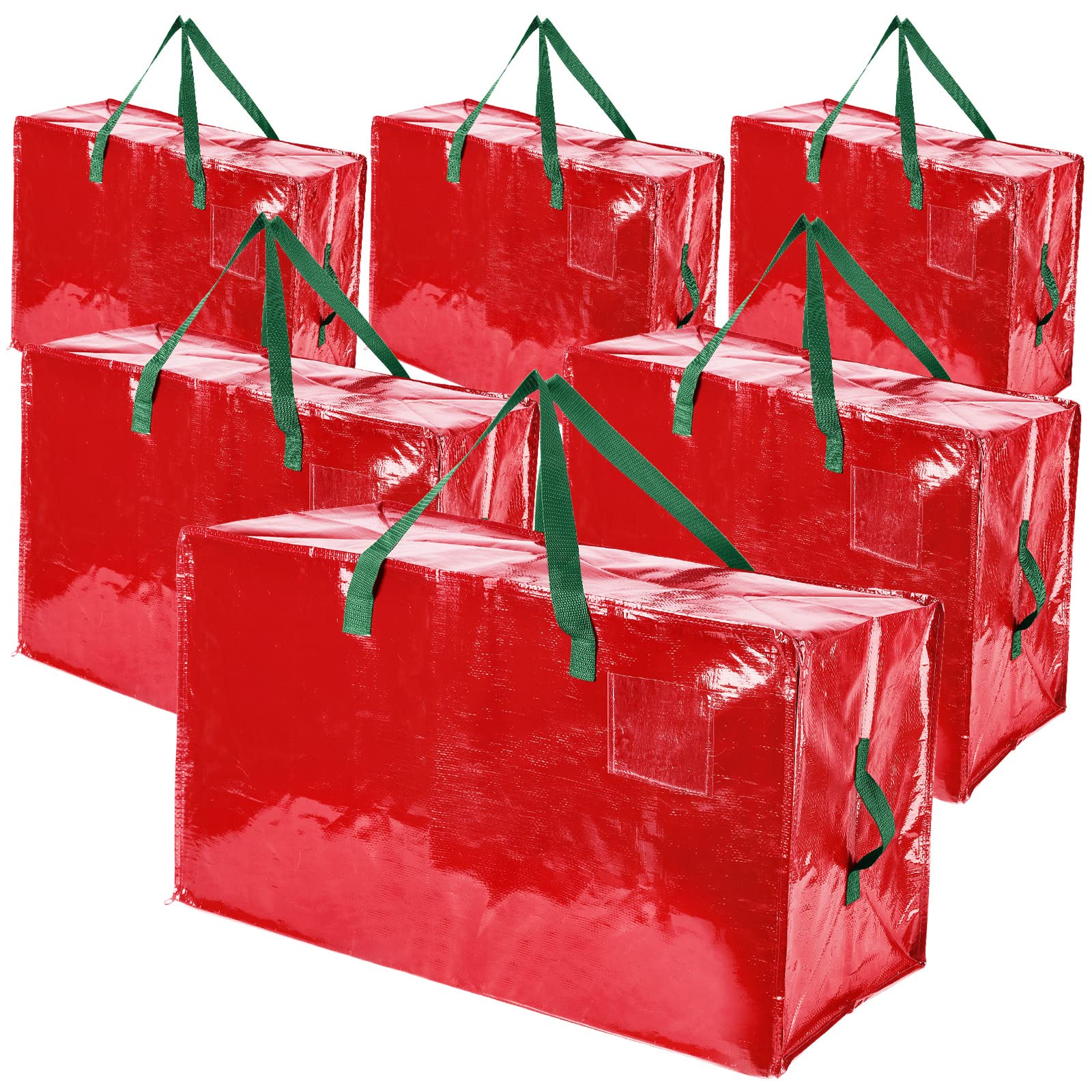 Photo 1 of Shappy 6 Pcs Extra Large Storage Bags Jumbo Moving Bags Christmas Ornaments Container Heavy Duty Organizer Storage Bag with Zippers(Red,65 x 30", 24 x 16", 12 x 12")