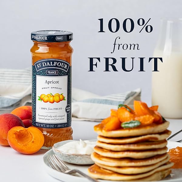 ST. DALFOUR APRICOT FRUIT SPREAD – 10OZ – 100% FROM FRUIT, NO ARTIFICIAL INGREDIENTS, NON-GMO, NO CANE SUGARS, ALL NATURAL, MADE IN FRANCE