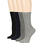7BigStars Women Viscose From Bamboo Dress Socks, Solid Patterned Crew Fit, 4 Pairs Breathable Seamless for Work Daily Wear