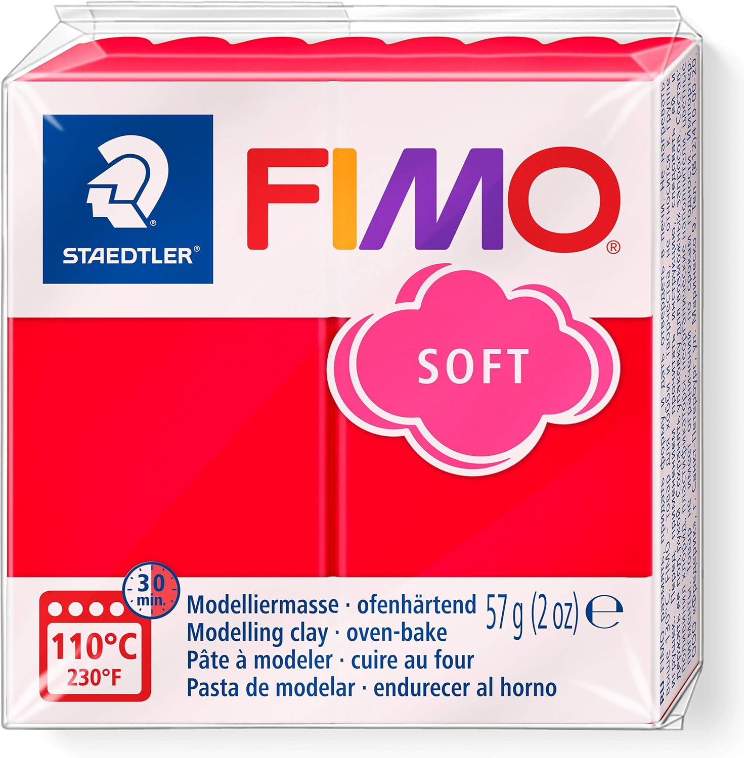 STAEDTLER 8020-24 FIMO Soft Oven-Hardening Polymer Modelling Clay - Indian Red (1 x 57g Block), 57 g
