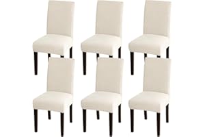 Turquoize Chair Covers for Dining Room Chair Covers Set of 6 Spandex Removable Kitchen Chair Covers Parson Chair Slipcover Chair Seat Covers for Dining Room, Hotel, Ceremony (6, Biscotti Beige)