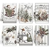 FuWeave 6 Pcs Christmas Kitchen Towels Winter Dish Towel 21 x 14 Inch Decorative Neutral Bathroom Hand Towel Absorbent Holiday Tea Towel Gray White Christmas Decor for Kitchen Farmhouse Gift