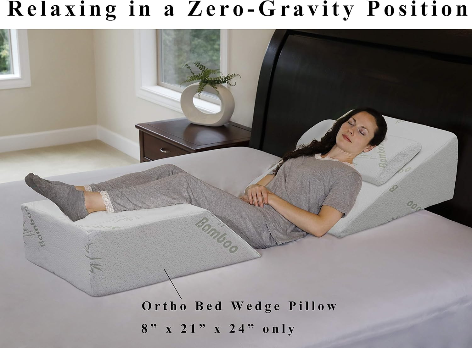 InteVision Ortho Bed Wedge Pillow with a, Removable Cover (8" x 21" x 24") - Post Surgery Elevating Leg Rest Pillow with Memory Foam Top - Provides Relief for Back, Hip and Knee Pain: Health & Personal Care