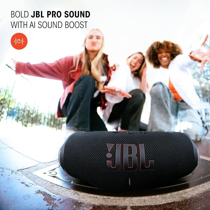 JBL Charge 6, alto-falante Bluetooth sem fio portátil, bateria de 28h, resistência à água IP68, à prova de poeira e queda, som Pro com AI Sound Boost, compatível com Auracast, multicolor