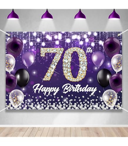 Creative Converting Luftschlangen "Dizzy Dangler" Für 70. Geburtstag – 5 Stück, Schwarz/violett