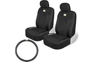 Cat® MeshFlex Truck Seat Covers, Front Seat Set with Steering Wheel Cover - Automotive Seat Covers for Cars Trucks and SUVs, Steering Cover Fits Wheels 15.5-16 inches