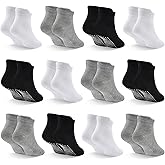 SkiBeaut 12 Pairs Toddler Non Slip Kid Boy Girl Socks with Grips, Toddlers Child Anti Skid Sticky Gripper Socks 1-7 Years Old