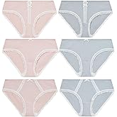 ANLIQI Women Underwear Cotton Lace Panties Ladies Briefs Underpant,Comfortable Elegant Cotton Panty with Bow Undies