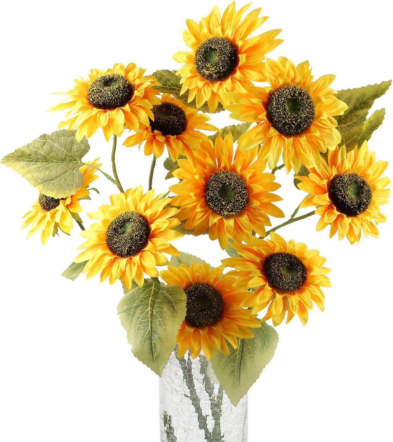 Aonewoe 2 Pack Artificial Silk Sunflowers 5 Heads Realistic Fake