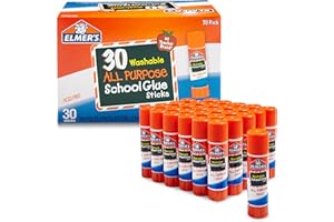 Elmer's All Purpose School Glue Sticks, Acid-Free and Washable, Clear, 7 Grams, 30 Count - Craft Projects, Poster, Classroom Supplies, #1 Teacher Brand