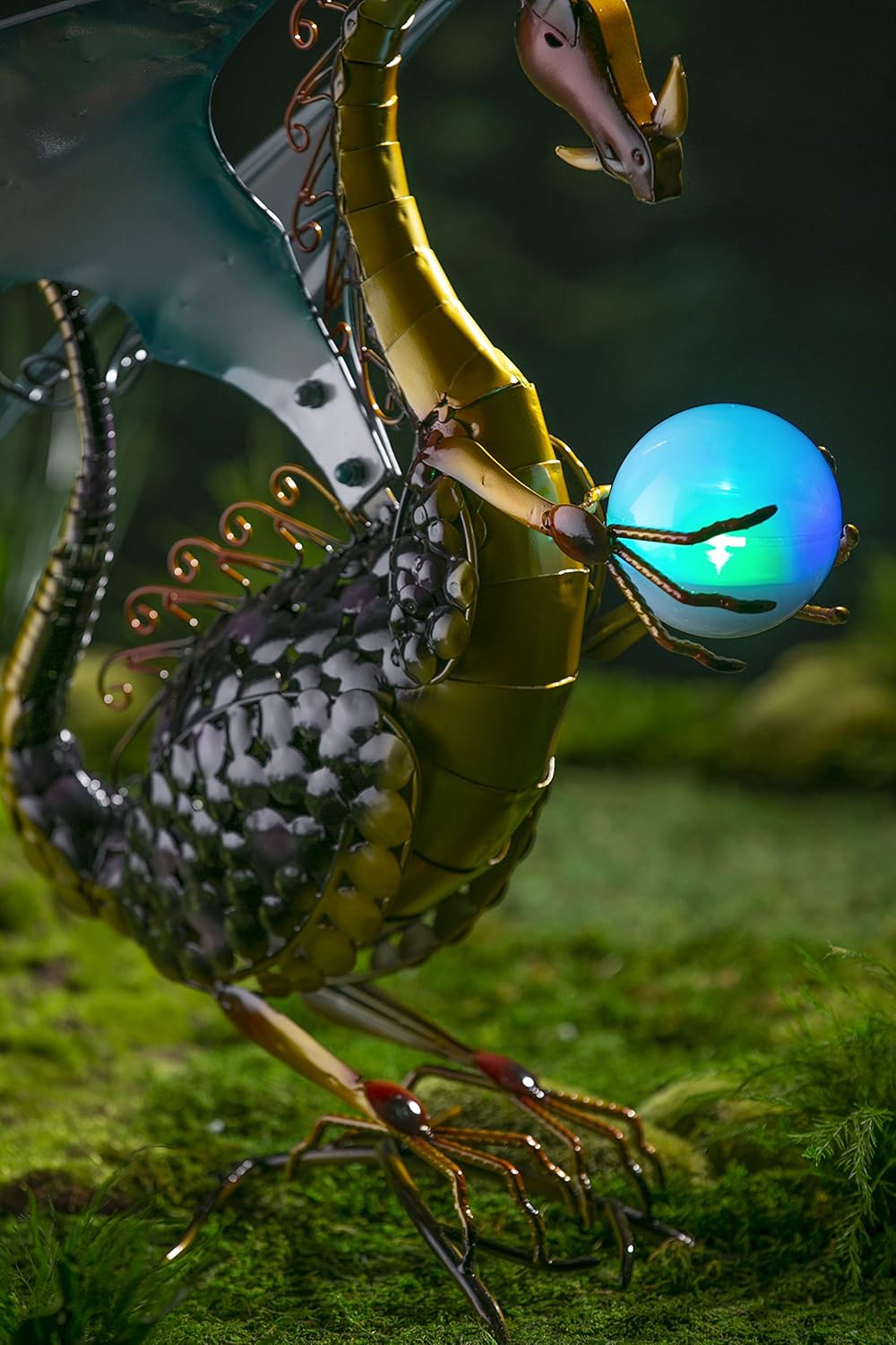 Wind & Weather Dragon Garden Sculpture with Solar Globe : Garden & Outdoor