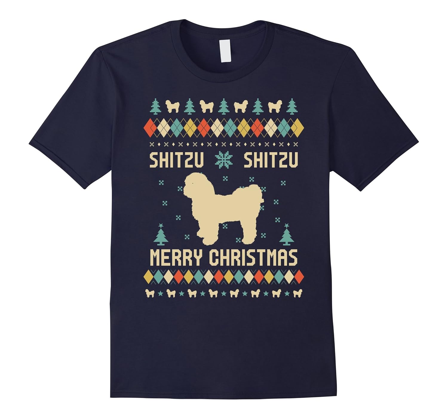 Shitzu Christmas T-shirt, Ugly Christmas Sweater T-shirt-Rose