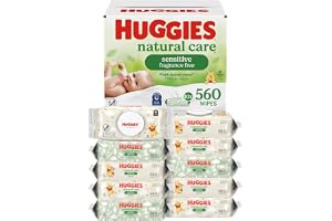 Huggies Natural Care Sensitive Lot de 10 paquets de 560 lingettes pour bébé, non parfumées, hypoallergéniques