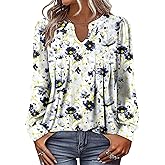 ONLYSHE Women Long Sleeve Shirts Ladies Floral Tops Fall Clothing